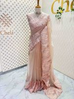 Organza saree with flame inspired turkish work and scallop border - Image 18