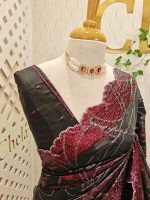 Organza with turkish work with scallop border - Image 5