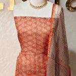 Net Kota salwar material with leaf-inspired printed buttas all over the body and a bold contrast border