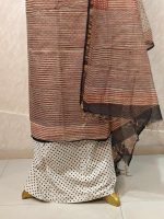 Net Kota salwar material with contrast multicolour striped patterns across the body - Image 9