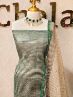 Net Kota salwar material with contrast multicolour striped patterns across the body - Image 4