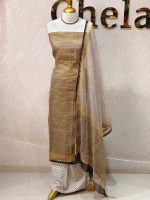 Net Kota salwar material with contrast multicolour striped patterns across the body - Image 2