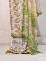 Net kota salwar material with oversized floral paisley -inspired printed motifs across the body - Image 3