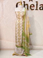 Net kota salwar material with oversized floral paisley -inspired printed motifs across the body - Image 2