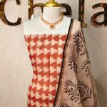 Net kotta salwar material with small geometric triangle patterns all over the body
