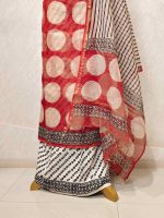 Net kota salwar material with oversized polka dot printed patterns across the body - Image 3