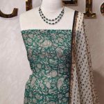 Net kota salwar material with an all-over floral vine and paisley printed pattern complimented by a bold contrast printed border