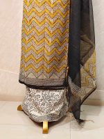 Net kota salwar material with bold zigzag geometric printed stripes across the body with dotted detailing - Image 3