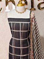 Net kota salwar material with oversized windowpane check prints across the body in a bold contemporary design