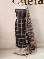 Net kota salwar material with oversized windowpane check prints across the body in a bold contemporary design - Image 2