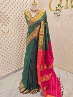 Soft silk with traditional zari woven buttas on the body and a contrast paisley zari-woven border - Image 6