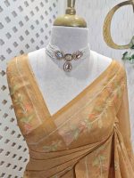 Tissue with floral ,vein applique highlighted by zari work - Image 5