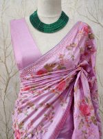 Tussar silk with blanket stitch on border and full body embroidery - Image 5