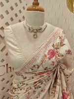 Tussar silk with blanket stitch on border and full body embroidery - Image 7