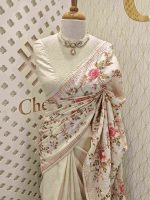 Tussar silk with blanket stitch on border and full body embroidery - Image 8