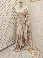 Tussar silk with blanket stitch on border and full body embroidery - Image 9