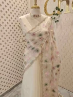 Organza with multicolour startbrust like embroidery all over the body
