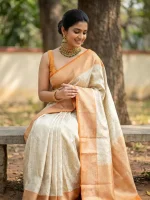 Banarasi with flowing flowers like pattern with contrast border