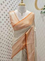 Banarasi with flowing flowers like pattern with contrast border - Image 2