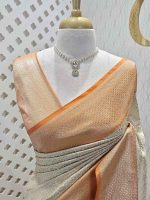 Banarasi with flowing flowers like pattern with contrast border - Image 3