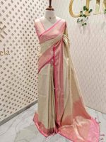 Banarasi with flowing flowers like pattern with contrast border - Image 10