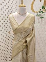 Banarasi with flowing flowers like pattern with contrast border - Image 11