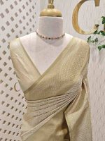 Banarasi with flowing flowers like pattern with contrast border - Image 12