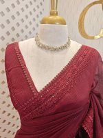 Kota silk with embroidery, sequence work on border and pallu - Image 5