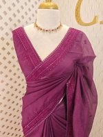 Kota silk with embroidery, sequence work on border and pallu - Image 7