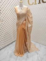 Organza with golden and silver metallic thread work and scallop border - Image 33