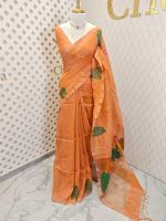 Linen with tissue texture and Lotus plant like thread work - Image 4