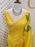 Linen with tissue texture and Lotus plant like thread work - Image 5