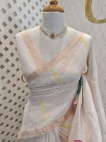 Linen with tissue texture and Lotus plant like thread work - Image 8