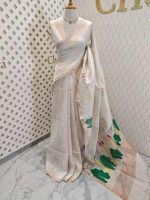 Linen with tissue texture and Lotus plant like thread work - Image 10