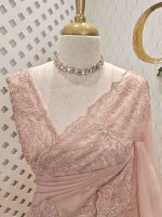 Crushed organza with floral cutwork embroidery