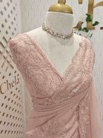 Crushed organza with floral cutwork embroidery - Image 4