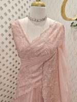 Crushed organza with floral cutwork embroidery - Image 2