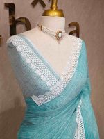 Linen saree with lace border - Image 6