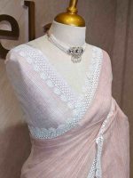 Linen saree with lace border - Image 15