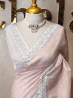 Linen saree with lace border - Image 14