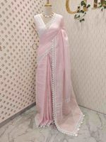 Linen saree with lace border - Image 20