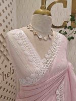 Linen saree with lace border - Image 19
