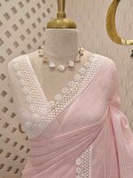 Linen saree with lace border - Image 18