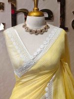 Linen saree with lace border