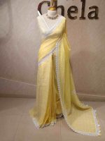 Linen saree with lace border - Image 2
