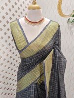 Linen with mini check pattern - Image 4