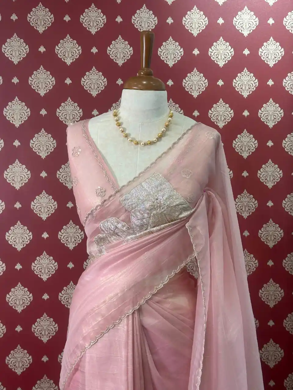Tissue Organza with Turkish floral embroidery
