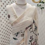 Tissue with multi colour floral applique work pattern