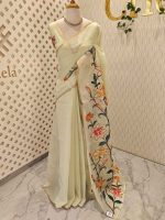 Tissue with Lilly floral applique embroidery pattern - Image 3