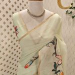 Tissue with Lilly floral applique embroidery pattern